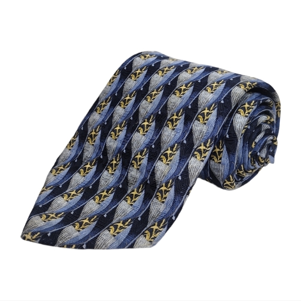 Ermenegildo Zegna Men's 100% Silk Leaf Print Design Office Dress Neck Tie